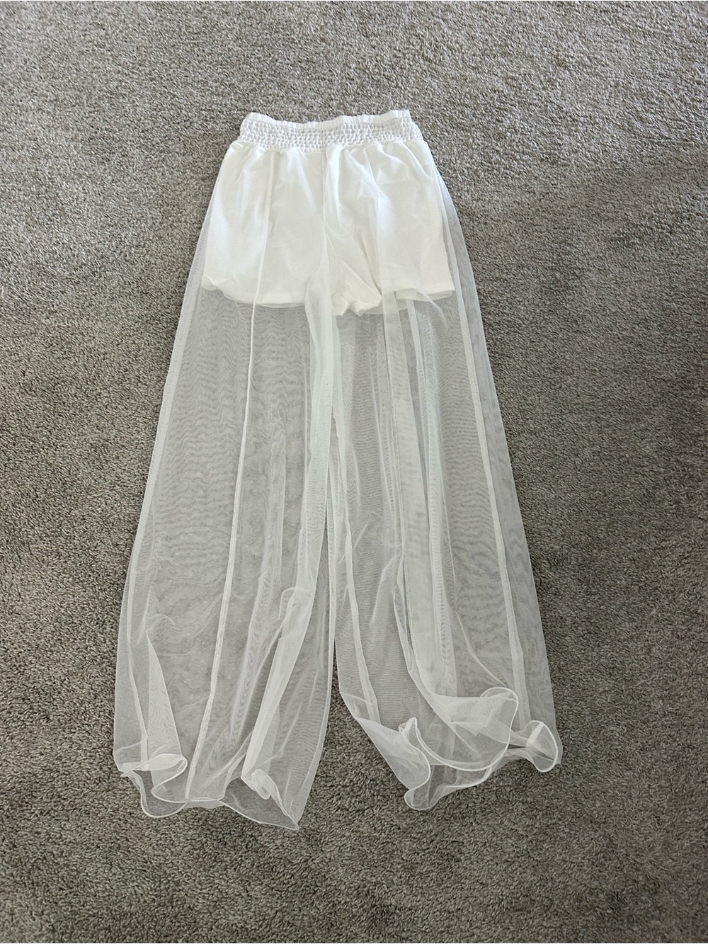 Never worn, brand new! White Sheer Overlay Pants with Built-In Shorts